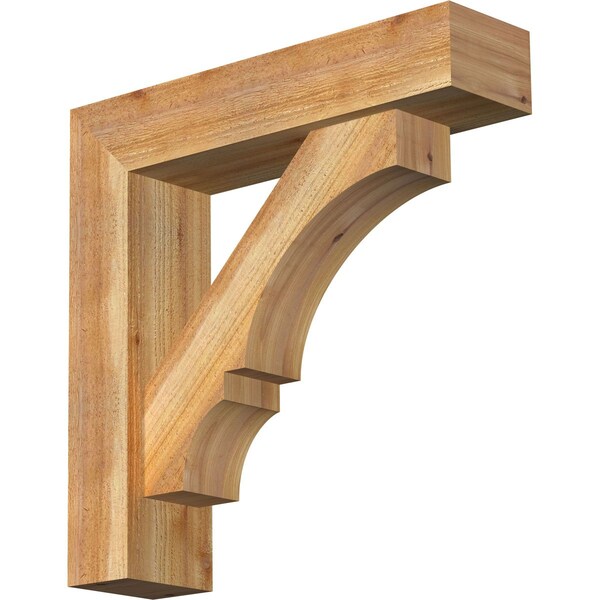 Ekena Millwork Balboa Block Rough Sawn Bracket w/ Offset Brace, Western Red Cedar, 6"W x 24"D x 24"H BKT0604X24X24BOA05RWR - main